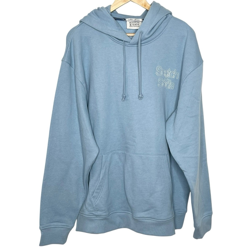 Scotch & Soda Relaxed Fit Graphic Hoodie Mens XL Embroidered Fleece Sweatshirt